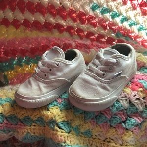 True white low-top Vans “toddler authentic” size 4